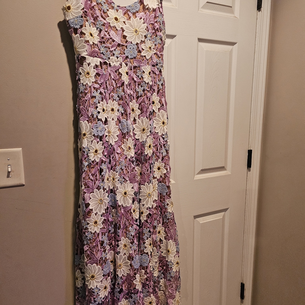Sunday Floral Lace Maxi Dress - Pink, White, and Blue